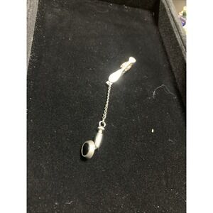 Vintage Hickok Tie Clip:  Spring Is In Working Order! Black Tourmaline Cabochon